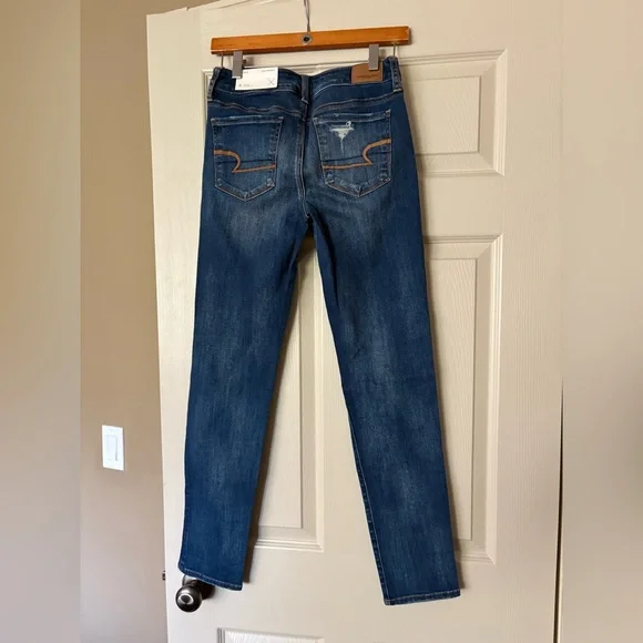 American Eagle Outfitters Blue Skinny Jeans Distressed - Picture 2 of 5